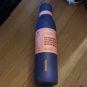 Insulated Stainless Steel Water Bottle - Blue with Pink Accents